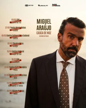 Miguel Araújo Instagram - Fim de semana pleno de Casca de Noz: hoje à noite em Sintra, no grande auditório do Centro Cultural Olga Cadaval, e amanhã em Braga, no sala principal do Theatro Circo. Duas salas que eu adoro! Obrigado do fundo do coração a quem esgotou estas e todas as outras salas, não há palavras! 

@primeiralinhapt