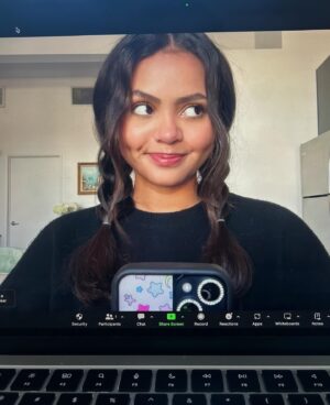Miia Harris Instagram - forever doing practice zoom calls by myself before a meeting ✌️