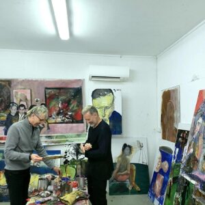 Mikael Persbrandt Instagram - Workshop visit by my lithographic printer Björn Lumpe