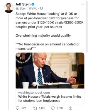 Mike Cernovich Instagram - Student loan money giveaway

Six figure income gets a free 10K 

Most people will qualify 

Proof that this is free money for the affluent