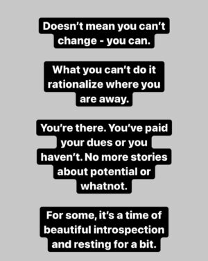Mike Cernovich Instagram - Your 40’s as a man is when the Report Card comes in. 

You can claim “potential” in 20’s and “late bloomer” in 30’s. 

In your 40’s - only reality.

Doesn’t mean you can’t change - you can.

What you can’t do it rationalize where you are away. 

You’re there. You’ve paid your dues or you haven’t. No more stories about potential or whatnot.

For some, it’s a time of beautiful introspection and resting for a bit.