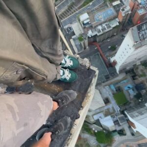 Mike Corey Instagram - Swipe for Rooftopping in Venezuela ➡️ 
Nothing like rust, dust, and sketchy ledges.
I’ve always wanted to try it. I felt rooftopping was an expression of freedom. Solving a puzzle to enter the building, then walking the ledges above a city, feeling like a king for a brief minute before having to find a way back out. Of all all the places this could happen, Happy we could do it with @fpluss1 in Caracas. 

This is Parque Central, the highest skyscraper in Caracas. It’s abandoned from floor 27 all the way to 59 due to a fire. On the top, a glass floor helipad, and the best view in the city.

Love to @vidafuria for hosting us. If you want to come to Venezuela, hit them up.

Photos by @rodrigoungaro