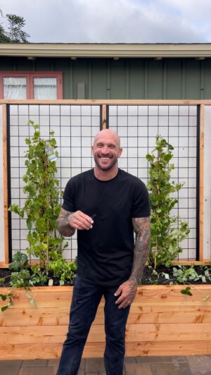 Mike Pyle Instagram - Follow along as I make a raised vegetable garden using Wild Hog Products 6ga panels and track system for the trellis feature. I did this without mitering any edges, so it’s a great project if you don’t have a ton of tools or time. Here’s what I used: 
- 4 x 6 Douglas fir**, cut to the length and width I needed. I stacked mine 3 high, but you can choose how tall you want yours! 
- 2 x 4 cedar to frame out the panels for the trellis. I added a gap detail that is completely optional. 
- two 6ga panels. I cut mine down to be a few inches shorter and flush with the top of my wall- yes, you can cut down these panels! 
- two set of tracks. Check out my last video to see how easy these are to install 
- 6” galvanized lug *screws- these are great, because you’ll really only need one per side on your box. You will need to pre-drill a pilot hole first. 
- 3” wood screws to fasten the three boxes and the frame 

 Here are some things to remember: 
- level on each step! With loose dirt it is easy to get knocked off your level. 
- you can use any compostable material to fill up the box, but if you choose cardboard make sure it’s not painted or printed and you remove all the tape. You don’t want any plastic near your veggies 
- no liner is necessary with this- the wood is large and heavy enough to keep everything in just fine 
- keep your plant tags or make your own. We kept ours for now and might make some down the road.