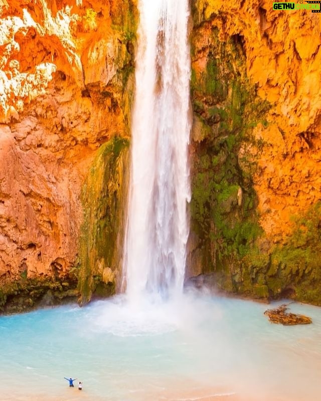 Mike Theiss - 8.9K Likes - (Cinemagraph video) The almighty Mooney Falls standing 210 feet tall on Havasu Creek in the Havasupai Indian Reservation in Arizona. Havasu Creek is a tributary to the Colorado River, which it enters into the Grand Canyon. Mooney Falls is located over 2 miles from the village of Supai and only accessible via hiking the trail. TAG someone you want to hike to Mooney Falls with. Cinemagraph photo by Mike Theiss @ExtremeNature
