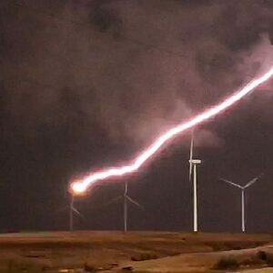 Mike Theiss Instagram - (Slideshow) Lightning strikes the blade of a large wind turbine at Smoky Hills wind farm in Ellsworth, Kansas with @reedtimmer @seanschofer1971. Photos shot by Mike Theiss @ExtremeNature using an @apple iPhone X.