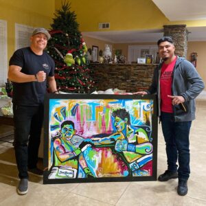 Mikey Garcia Instagram - thanks for the gift @remavens and huge s/o to @frankycastle1 for getting down on the painting. amazing!