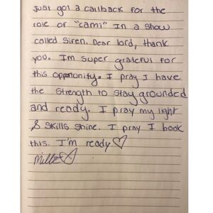 Millan Tesfazgi Instagram - don’t mind the messy writing... wrote this at 2am 2 years ago. woah. At first I was hesitant to post this but feel like it’s something real and honest.  It’s so hard to follow your intuition and ur voice at times but whatever vision you have for yourself & dream is all possible. Your constantly being guided to your excellence even through rejection... which is usually just redirection 😉 As cheesy as it is - never give up on yourself and continue the journey your on. With what’s going on in the world today we need to remind ourselves to continue to be gentle, kind and patient toward ourself. Keep yo head up. Gods got u. Boom 💥