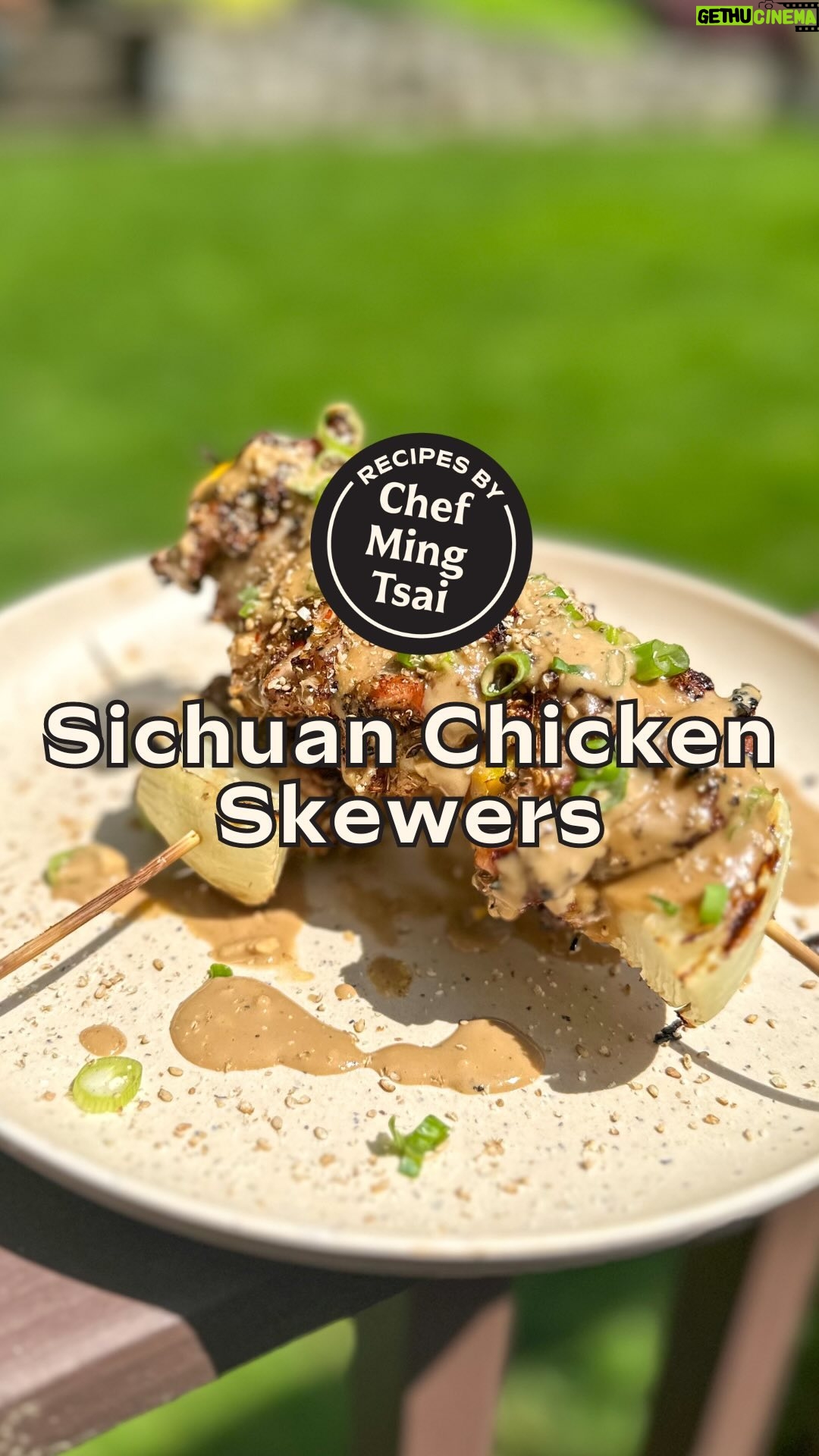 Ming Tsai - 1.4K Likes - Skewers are a summer staple. ☀️ Next time you fire up the grill, switch it up with Iron Chef @mingtsai’s Sichuan Chicken Skewers recipe!
Ingredient List
Wooden Skewers, soaked for 1 hour prior to cooking
1 pound Boneless, Skinless Chicken Thighs cut into 1 inch cubes
½ Walla Walla or Vidalia Onion, cut into 1 inch chunks
1 Bell pepper, cut into 1 inch pieces
Mala Spice Rub (recipe below)
Sesame Dipping Sauce (recipe below)
2 Tbsp, scallion greens sliced
Sesame seeds for garnish
Instructions
1) Add chicken cubes to a large bowl, coat liberally with the Mala Spice Rub. Mix with a gloved hand to make sure to rub in all the spices.
2) Thread a chunk of onion onto the skewer (push down about 1 inch from the end), then add 2 pieces of chicken, a bell pepper and repeat until the skewer is full. Do this with remaining ingredients.
3) Spray your grill with coconut oil and place the skewers on the grill and cover. Cook the chicken for about 10-14 minutes with the lid closed, turning and spraying once halfway through, until the chicken is GBD (cook to an internal temperature of 165 degrees F).
4) Remove skewers from the grill, drizzle with Sesame Dipping Sauce, top with scallion greens and sesame seeds. Enjoy!
Mala Spice Rub
Ingredient List
4 Tbsp Sichuan Peppercorns
2 Tbsp Dried Fennel
2 Tbsp Black Peppercorns
6-8 Whole Dried Red Chillies
1 Tbsp Kosher Salt
Instructions
Combine all ingredients in a mortar and pestle or a spice grinder. Grind until a rough powder is formed.
Sesame Dipping Sauce
Ingredient List
¼ cup Sesame Paste
¼ cup Black Vinegar
2 Tbsp Soy sauce
2 tsp chili oil
2 Tbsp garlic, minced
2 Tbsp ginger, minced
2 Tbsp scallion greens, sliced
Instructions
Place all ingredients in a bowl, mix to combine.
🌟 Make sure to SAVE this recipe to make later! 🌟
#skewers #skewer #chickenrecipe #grillrecipe