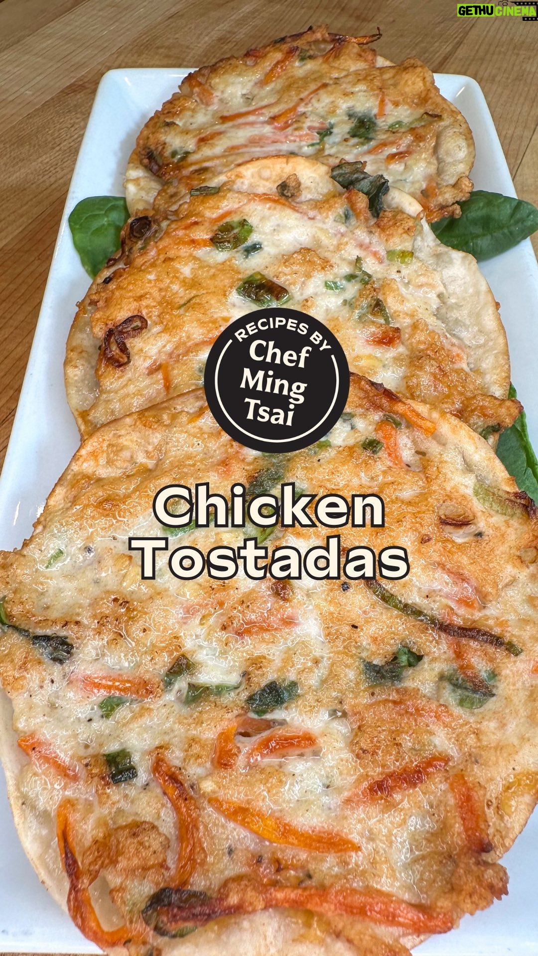 Ming Tsai - 858 Likes - An easy recipe for leftover dumpling mix, Chef @Mingtsai’s Chicken Tostadas! 😋
INGREDIENTS: Tostadas
- 1 package Dumpling Wrappers
- Cheddar cheese
- Leftover Dumpling Filling (see recipe below)
- Neutral oil
- Kosher salt and freshly ground black pepper
INSTRUCTIONS
1) Have a small bowl of water and spoon ready on your workstation.
2) Lay out your dumpling wrapper on a dry surface. Place about 1 tbsp of cheddar cheese in the center of each dumpling wrapper.
3) Using a spoon, place about 1 ½ tbsp of your dumpling filling on top of the cheese. Wet the back of your spoon with water. Using the back of your spoon spread the dumpling filling gently over the cheese to the edges of your wrapper. Repeat to make the desired amount of tostadas.
4) Add about ⅛ of an inch of neutral oil in a cast iron skillet over medium-high heat. Once hot, place tostadas wrapper side down until GBD (golden brown and delicious). Flip over to cook chicken and melt cheese. Once cooked, place on a paper towel lined plate to drain excess oil. Repeat until all tostadas are cooked.
5) To serve, place tostadas over greens and ENJOY!
INGREDIENTS: Dumplings
- 1 pound of ground chicken
- 1 ½ cups shredded carrots
- 6 scallions, sliced greens and whites
- 4 tbsp fish sauce
- ¼ cup ripped thai basil (smack the basil to release flavor before ripping)
- Freshly ground black pepper to taste
1) In a large bowl mix all ingredients together.
Pro Tip: To test the flavor of your filling, take about a tsp of your filling and microwave it until it is cooked through. Taste and adjust the seasoning to your liking.
🌟 Make sure to SAVE this recipe to remember to make later! 🌟
#tostadas #tostada #easyrecipeideas #recipeideas