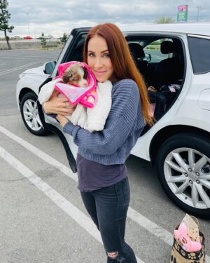 Miranda Frigon Instagram - Hiiieee!! I’d like to introduce you all to my new child Skyla-Roux (but we mostly call her Roux bear or pup-pup) She’s a teeny tiny Aussie Shepherd and is the absolute BEST!! So grateful for this sweet, energetic, loving little soul that has brought so much joy into our family ;) 💕#puppylove #aussieshepherd #newfamilymember #lovelovelove @brigs_aussies