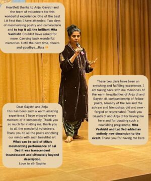 Mita Vashisht Instagram - ....The Poets' Speak....
from differents parts of India expressed how
deeply moved they are by the presentation of Lal Ded excerpts (from the play I do)...
as  was I, so moved to be performing to an audience of wonderful published poets...
#pondicherryaurovillepoetryfestival