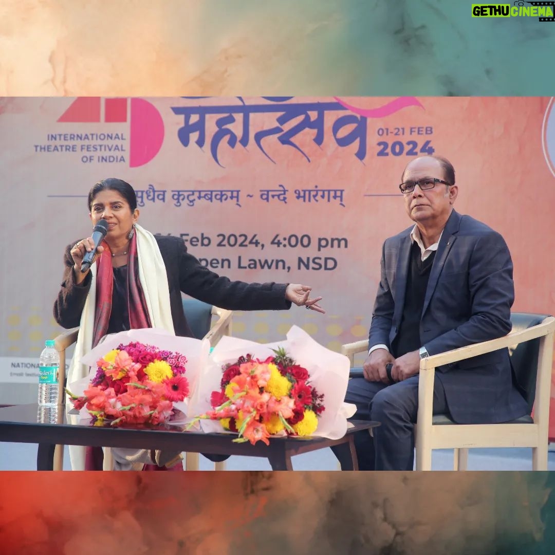 Mita Vashisht - 445 Likes - 14 FEB 2024, Delhi: 🎭 ACTORS ON ACTING - Talk 3 for National School Of Drama Students' Union @nsd_su's ADVITIYA '24 with Ms. Mita Vasisht & Syed Mohd. Irfan Sb.
Honoured to have hosted the illustrious Ms. Mita Vasisht as part of our 'Actors on Acting' series at NSD, Delhi!
In an insightful session moderated by Syed Mohd. Irfan saheb, Founder Producer and host of 'Guftagoo' on Rajya Sabha TV, Ms. Vashisht shared her journey and expertise in the realm of Indian cinema and television. What started out as a discussion, turned into a Masterclass in no time, with Mita ji exemplifying Natyashastra acting techniques with Irfan ji as her co-actor!
With an impressive repertoire spanning numerous films and television shows, including her memorable roles in "Chandni," "Taal," and "Ghaav: The Wound," Ms. Vasisht's contributions to the industry are truly commendable. Beyond her on-screen work, she has been a visiting faculty at esteemed institutions like NSD, NIFT, NID, WWI, and as Head of Department – Acting at FTII.
Organised by the NSD Students’ Union, such sessions are invaluable for aspiring actors and seasoned thespians alike.
#NSDBRM2024 #VandeBharangam
@narendramodi
@gkishanreddyofficial
@arjunrammeghwalofficial
@mrs.mlekhi
@ministryofculturegoi
@amritmahotsav
@pibindia
@thelallantop @bhaaratexpress
.
.
.
.
.
.
.
.
.
.
.
.
#nsd #bharatrangmahotsav #festival #culture #traditional #folk #artlover #theatrefestival #nationalschoolofdrama #theatre #internationaltheatre #event #experience #joy #colours #expression #art #performingarts #stage #design #drama #community #artsfestival
