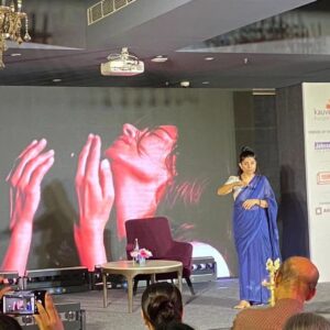 Mita Vashisht Instagram - Presenting the vaachs of LAL DED at the Bangalore Poetry Festival on the morning of the 5th of August. 
A fabulous audience and a very beautiful hour that went very fast.

The image in the background  is from my play 'Lal Ded', my solo performance that has entered it's 19th year of being performed....

People who have seen the play ask, 19 years ago you were 19 years younger, how do you today, manage the energy, to perform for an hour; nine characters sing, move, recite, speak..

I don't have an answer....
It' s the energy of Lal Ded's vaachs....

#lalded # mitavasishtactorslife #mysticwomenpoets #bangalorepoetryfestival2023
