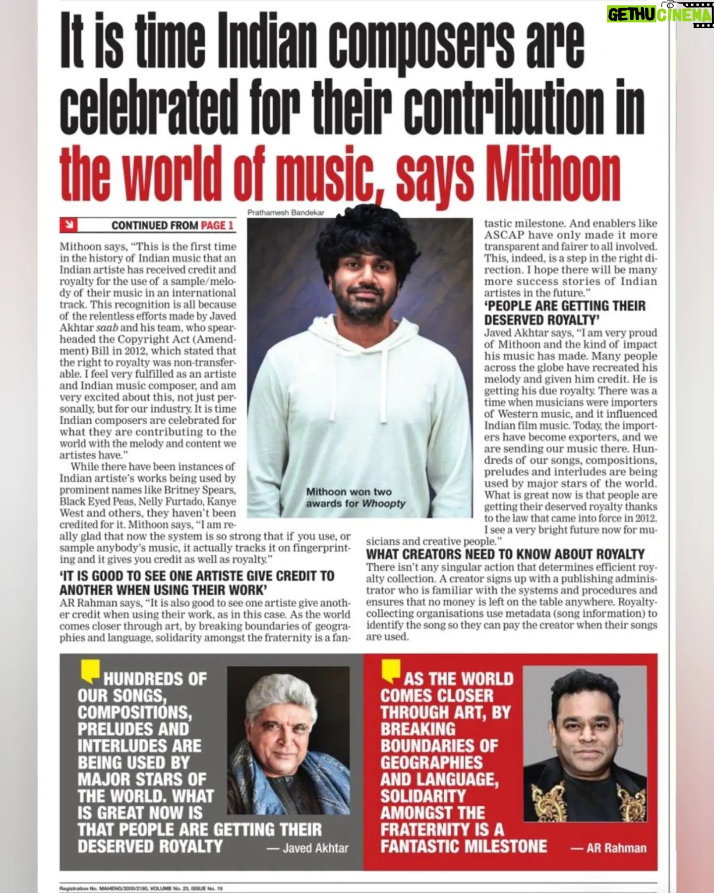 Mithoon Sharma - 11.9K Likes - #ascap #sanamre #bombaytimes