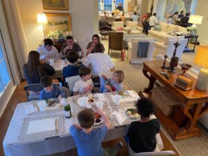 Mitt Romney Instagram - We unexpectedly had all 5 of our sons and their families come to dinner. What began as a meal for 10 became a meal for 30 of us. Only 7 of our family missing. Peeled more potatoes, boiled more carrots and broccoli, stretched the pot roasts, and set up 3 folding tables and 18 folding chairs!