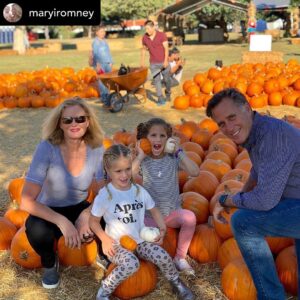 Mitt Romney Instagram - repost• @maryiromney Picking pumpkins with Mamie and Papa 🎃 🎃