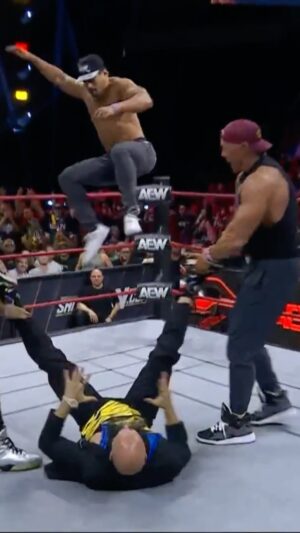 Monty Sopp Instagram - The Acclaimed landed the Scissor Me Timbers on @brancutler during #AEWCollision!