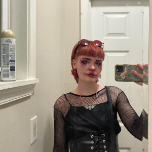Morgan Turner Instagram - i have not one single photo of my hand painted moth man cape (but i have many other photos of many other things) 🦋🧙🏻‍♂️🧛🏻👻💀#halloweekend #mothman #cryptidking