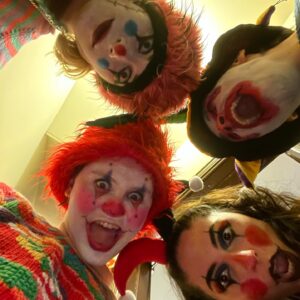 Morgan Turner Instagram - made a music video with these clowns (directed by @robb_dukes) can’t wait for y’all to see it!! and can’t wait for y’all to hear the split with @brainpeelband (FRIDAY 12 MARCH) 🤡🧠🍋
photo creds: @gabbysvh 

#clowningaround #doublesuede #diy #phillydiy #musicvideo #psychedelic
