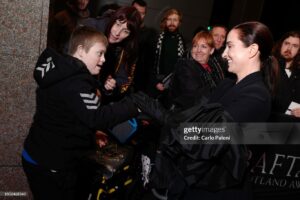 Morven Christie Instagram - Thank you for having me @baftascotland -a lovely night, a joy to be among so many great souls, and an honour to present the electric @gribbenlewis with his Best Actor award. 🖤

Special shoutout to Mason (final pic) who was out there alllllll day for pics and chats and who gave me a lovely cuddle when I came back down in my fancy garms ❤️

📸 @snapperjeff @carlopaloniphoto @euancherry @gettyentertainment