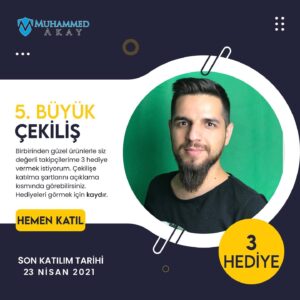 Muhammed Akay Instagram - 🎙️Merhabalar 😊 5.Büyük Çekilişimizi yapıyoruz. 📢 Çekilişimiz 23 Nisan 2021 Cuma günü saat 21:00'de CANLI YAYINLA sonuçlanacaktır. 

📝 Katılım Şartları;

1- (@makayweb) hesabımı takip edip bu gönderiyi beğenmek ve kaydetmek.

2- Gönderinin altına yorum yapıp en az 3 arkadaşınızı etiketlemek.
(Ne kadar çok arkadaşınızı etiketlerseniz şansınız o kadar artar.😊) Bu kadar 👍

Herkese bol şans🌹 

🔗 Ayrıca bu tarz çekilişlerin devamlı yapılmasını istiyorsanız sayfamızı paylaşmayı unutmayın. 🤗

#cekilis #çekiliş #cekilisvar #çekilişvar ##hediye #gamingklavye #iphonecekilis #kulaklik #fırsat #istanbul #ankara #izmir #ödül #odul #cekiliszamani #cekilisvakti #çekilişvakti #cekilissonucu