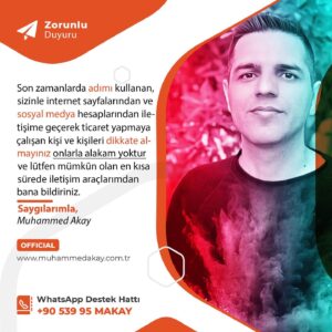 Muhammed Akay Instagram - Artan dolandırma yöntemleri ve dolandırıcıların önüne geçmek için yapılan zorunlu duyurudur. #duyuru #sosyalmedya #makayweb #instagram