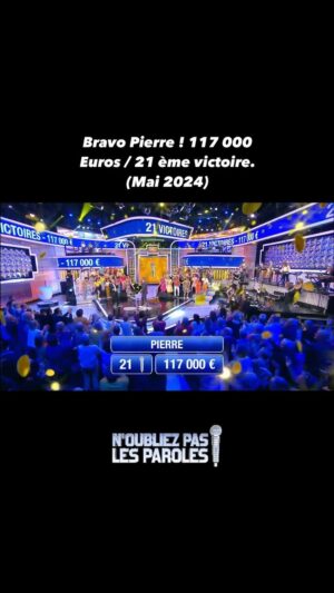 Nagui Instagram - #NOPLP​​​​ Bravo Pierre ! 117 000 Euros / 21 ème victoire.
Très joli parcours. On se retrouve très vite (le 10 juin) sur France 2 et d’ici là sur tous nos réseaux !
.
.
#france2 #rolandgarros #rg2024