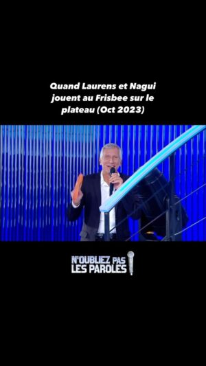 Nagui Instagram - 🎼🫶 Les amis, on revient le 10 juin 2024 à 18h40 avec Pierre notre maestro.
D’ici là on avait envie de vous proposer de revoir quelques moments de l’émission. 
Passez une belle journée.

Quand @laurens_off et @naguiiiiiii jouent au Frisbee sur le plateau (Oct 2023)