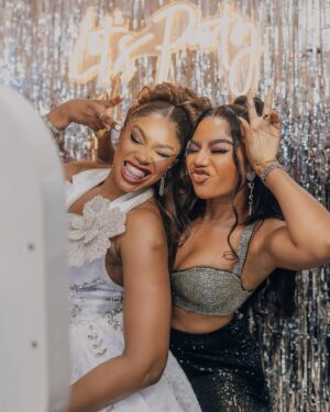 Nancy Isime Instagram - I don’t know how to behave when I’m Happy oh😅🥰

We had the most beautiful intimate shower for our SharBae @sharonooja and it was everything!😍

To my dearest Shar, 
This is the Lord’s doing and it is marvelous in our sight.
I can’t wait to be somewhere by your side as you walk down the aisle. 
You’ll make the most beautiful bride but most importantly, You’ll be the most amazing wife to your lucky husband! 

Love you Boo!❤️
Cheers to a new Era!🥂 

P.S: If your friend doesn’t look at you the way Shar was looking at me in slide 4 when I was giving my mini-speech, get a new friend😝🤭😄