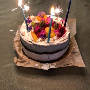 Nancy Travis Instagram - Happy Birthday Cake from amazing Tahoe baker @themotherwild_  Thank You - devoured and happy