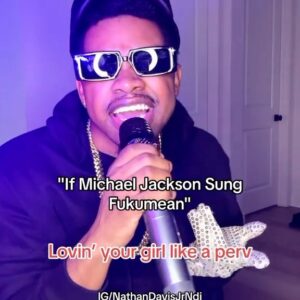 Nathan Davis Jr. Instagram - If Michael Jackson sung “Fukumean” 😎 (What song should I do next?) #gunna #fukumean #michaeljackson
