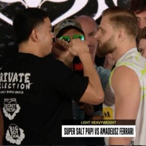 Nathaniel Bustamante Instagram - Amadeusz Ferrari just took a swing at Anthony Taylor during his face-off with Salt Papi‼️

#XSeries14 | May 11 | Live on DAZN