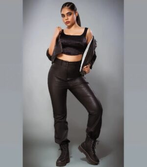 Nayana Sai Instagram - Black is as beautiful as white and as any colour 🖤🖤🖤

Photography - @foreshorestudio28
Wearing - @tabud.official
Styling - @neelam_stylist
Makeup - @kalwon_beauty 
Hair - @ganesh_hair_architect 

#blacklove #blackandwhite #blackdress #leatheroutfit #freshshot #attitude