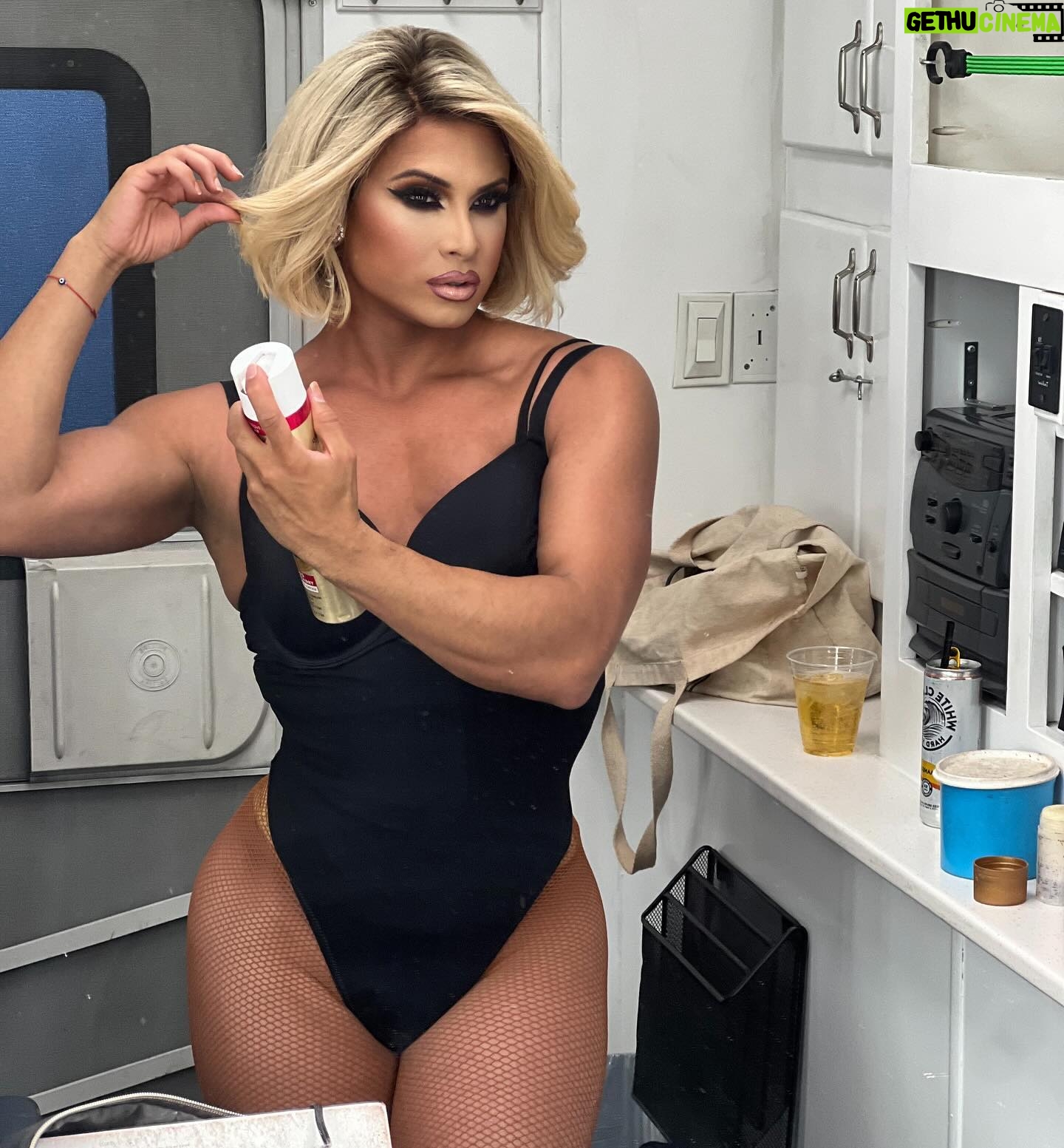 Naysha Lopez - 4K Likes - A BTS action shot in the dressing room my babes @jhughes1055 took while I was changing hair and costumes between numbers in SLC during Pride @milk.slc ….. So fun and what a great city ! Thankyou for having me #prideseason #thebeauty #drag #dragqueen #showgirl #puertoricanbarbie #gayboy
