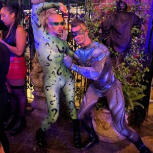 Naysha Lopez Instagram - Riddle me this riddle me that ?!? Who has left that big black bat, for this big phat ass 🦇🍑💙 #batman #riddler #nightwing #halloween23 #halloweeninLA #1sthalloween #bfs #gayboys #gays #weho #halloweenweho #DCcomics #grizzlystone 
👕 stoned by @grizzlystonework