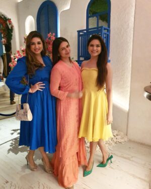 Neha Kaul Instagram - All about yesterday…. 
Wishing the newly wed @karanvgrover @poppyjabbal a forever of togetherness 🌸
Outfit : @mukeshrathoreofficial_ 
Sandals : @zara 
Spl mention @vivekdahiya for that awesome 3rd pic 😉

#newlyweds #happymarriedlife #sunshineyellow #corsetdress #organzadress #actorslife #opakiposmumbai #greekrestaurant #influencer #fashiondiaries #instagood.