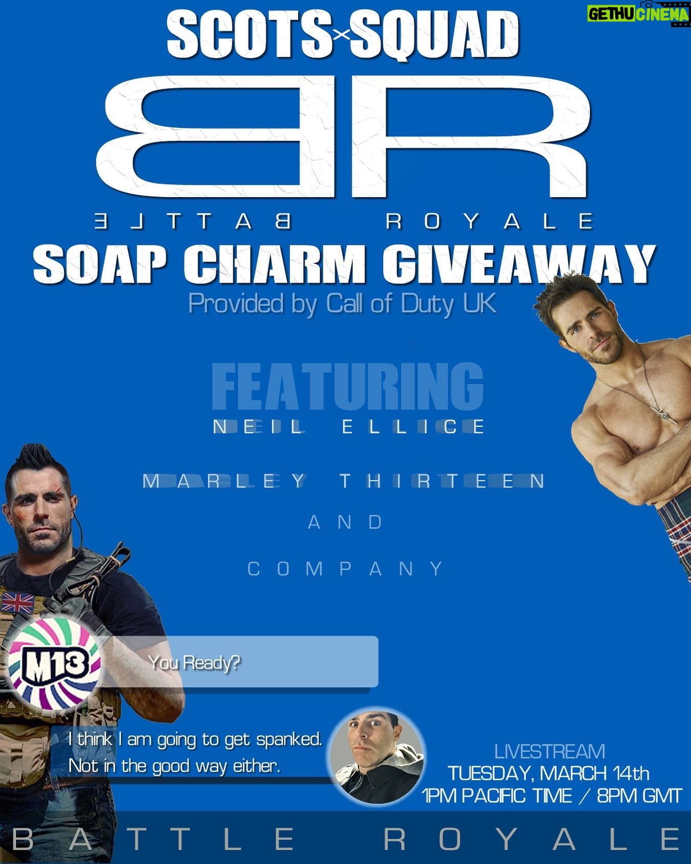 Neil Ellice - 9.5K Likes - Stream Tomorrow! Is your body ready?
Al Mazrah Scot Secret Mission prep underway. Computer.. Computer On! Computer? %$#@!
ScotsSquad: @marleythirteen 💥🧼💥 & Co.💥
@CallofDuty provided Soap Charm & CP giveaway.🏴 🫶🏼. 💥 LINK HERE AND IN STORIES: www.YouTube.com/MarleyThirteen. #marleythirteen #neil_ellice #neilellice #soap #cod #mw2 #soapmactavish #callofduty #modernwarfare2 #livestream