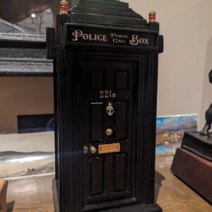 Neil Gaiman Instagram - Why yes, I am now the proud possessor of a Sherlockian TARDIS, made by TARDIS Cabinets of South Wales (TARDISCabinets dot com). It has lights that you can turn on and off, a door that opens, a top that lifts off to reveal books, and if ever I am dangerously ensmallened I will probably go and live in there until my dimensions are fixed again. Thank you @tardis_builder