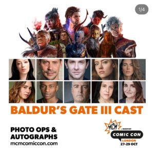 Neil Newbon Instagram - Beyond excited for a potential once in a career meet up! It’s a #dnd weekend the full companion cast of @larianstudios #baldursgate3 will be attending including the incredibly talented and other stalwart hero @matthewmercervo who plays #minsc with his fabulous cast and family of the legendary @critical_role ! We can’t wait to talk about the experience and this one of the most successful CRPGs based on @dndwizards world famous Roleplay game that took the world of imagination and fantasy and made it a global phenomenon! A real honour and privilege to be amongst such talented gorgeous humans and thank you to the millions of people who support and love the worlds created ! Thank you @mcmcomiccon for your generosity and support - what an adventure this is going to be- check out their Instagram page for tickets which are selling out. Live signings , panels and more await ! Gather your party and venture forth darlings ! #astarion #gale #minsc #narrator #shadowheart #laezel #wyll #jahiera #minthara #karlach #halsin