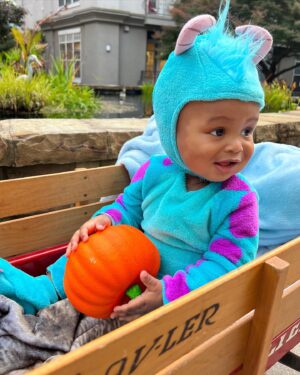 Nia Holloway Instagram - Our little monster on his first Halloween ! #happyhalloween#first#monsters#inc#8monthsold#boymom#sahm#blackboyjoy