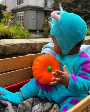 Nia Holloway Instagram - Our little monster on his first Halloween ! #happyhalloween#first#monsters#inc#8monthsold#boymom#sahm#blackboyjoy