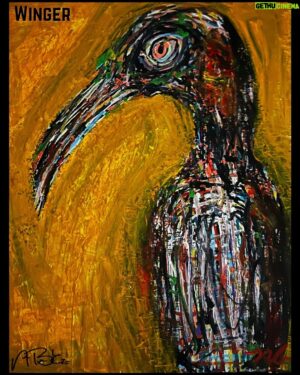 Nicholas Brendon Instagram - THE LONG WAIT: PART I / Post 1 of 2
(My bad penguin fic inspired by Nicky’s paintings -T)

A while ago in a nebula not too far distant, penguins used to fly the not-so-friendly skies. They had dominion over land, sea, and sky. However, land and sea had plentiful amounts of food and required less work. It was natural to spend less time flying and their bodies changed and adapted to be stronger swimmers. Over time flying became more difficult; then eventually outright impossible.

Over the millennia, stories would be passed from generation to generation about the before times when the penguins ruled all three realms. The adults would sigh with a nostalgia for something they never experienced and the children would look to the heavens and imagine what it must have been like. The desire to experience it once again became a driving force within their society and they quickly developed flying machines of all kinds. Then instead of a space race, it was more of a sprint. They went the equivalent of Kitty Hawk to Mars in only 12 earth years – a feat that took those of us with opposable thumbs 68!

However, one of the very same young ones that would look up at the sky didn’t just imagine being able to fly. That was too small a dream with too limited a goal. They knew in their flippers since their first remembered thought that they had had a DESTINY. Poe believed with all her heart and penguin soul, that her destiny was world domination. With that in mind, she knew the key to controlling the populace was dominion over the sky. The sky had the potential to not just fulfill dreams but also endless nightmares. To cause suffering beyond imagining. Anything could be dropped from the sky –from monster beats to mega bombs.

See next post for the rest of today's installment...

**Consider adopting one of these desperate intergalactic travelers. You may be their only hope to find a safe home.**

Today's Cast:
Poe
Hitchcock
Winger

#Penguins #OriginalArtwork #Fiction #AcrylicPainting #ArtForSale #Cows