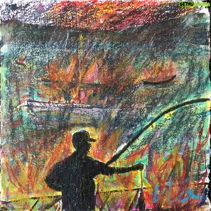 Nicholas Brendon Instagram - Some of my earlier pieces...

#OriginalArt #Horse #Fishing #FirePainting #Ocean #HorsePainting #AcrylicPainting #CrayonArt