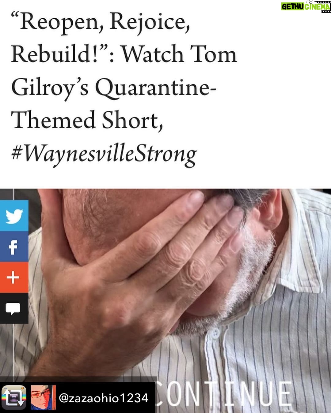 Nick Sandow - 452 Likes - FILMMAKER MAGAZINE has been kind enough to premiere our little film online in its Summer Issue. Link in my bio.
WATCH IT HERE: https://filmmakermagazine.com/110036-reopen-rejoice-rebuild-watch-tom-gilroys-quarantine-themed-short-waynesvillestrong/#.Xxcs4vhKjfB. @busterbeckett @filmmakermag