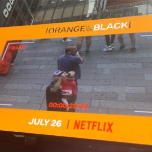Nick Sandow Instagram - 3 more days! I made the billboard! That’s me in the blue. Time square. @oitnb