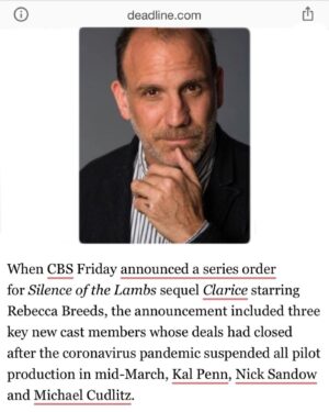 Nick Sandow Instagram - Clarice is coming to CBS! I am so excited to be joining this great cast, creators and the CBS family @CBSTV #clarice