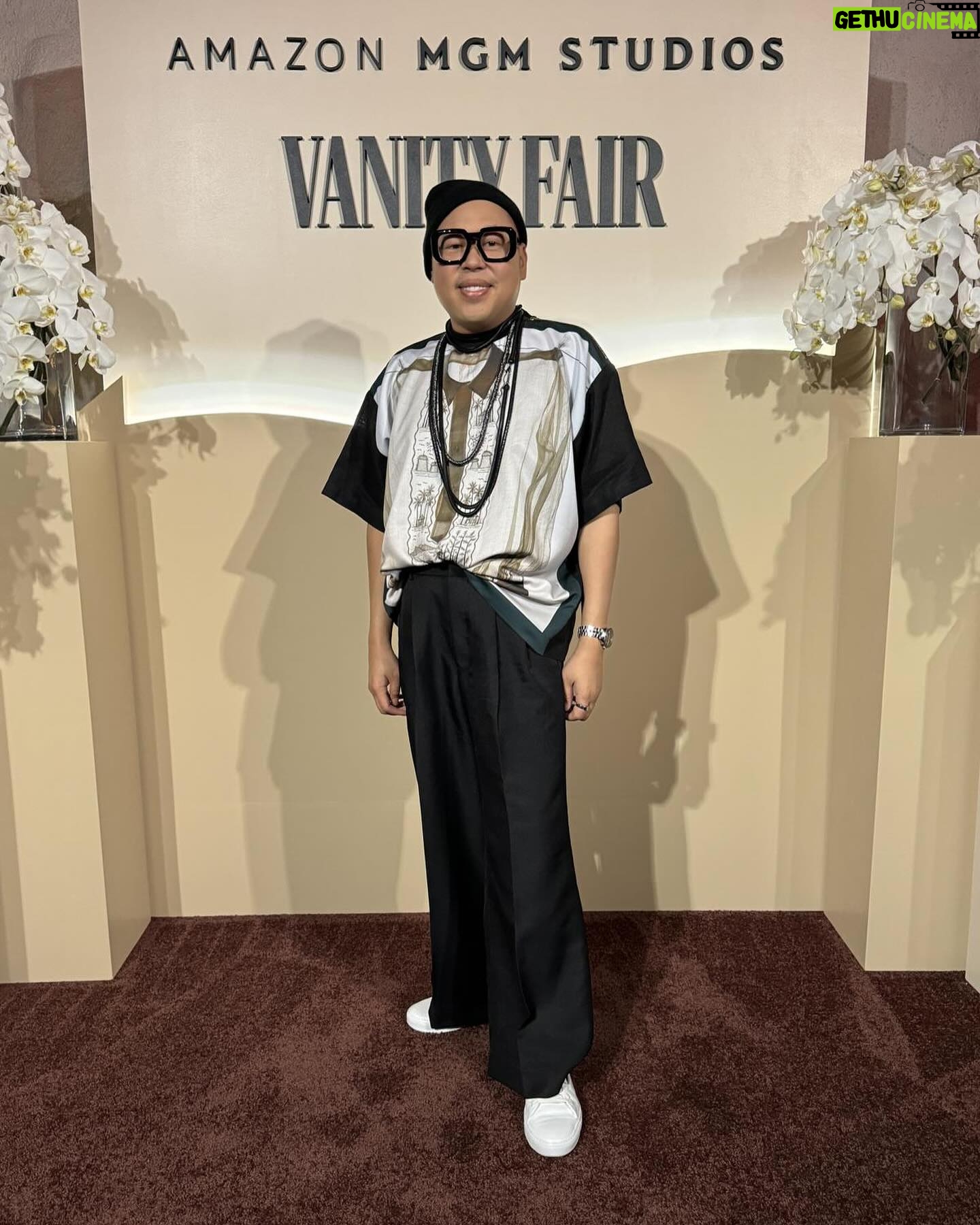 Nico Santos - 13.6K Likes - It’s that time of year in LA…where the air is crisp, there’s a party at every corner, the smell of canapés and champagne fill the air and all the carpets begin to change color…Awards Season. Thank you to @amazonstudios @mgmstudios @vanityfair for having us!!