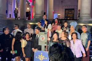 Nico Santos Instagram - Feeling extremely hashtag blessed to have been honored last night by the City of Los Angeles for Filipino American History Month alongside other notable kababayans including @patrickstarrr @mlmanzke @pueyquinones @djeman @kuds28rl @herelieslovebway for our contributions to arts and culture and the Filipino community. Not bad for someone who moved to LA with no job, no home and no plan....Kaloka diba?!    
   
Having my bb @zekerchief, my mom and cousins to celebrate with me (including my cousin Karen who let me crash on her couch for 8 months when I first moved to LA years ago) made it even more special.    
   
And of course there was hella food and it was hella good…I love being Filipino.    
  
Special shout out to @bitagcol for my amazing Barong photo print shirt! I'm OBSESSED and glad I finally had a chance to wear it!   
  
❤️❤️❤️🇵🇭🇵🇭🇵🇭