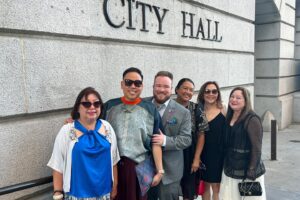 Nico Santos Instagram - Feeling extremely hashtag blessed to have been honored last night by the City of Los Angeles for Filipino American History Month alongside other notable kababayans including @patrickstarrr @mlmanzke @pueyquinones @djeman @kuds28rl @herelieslovebway for our contributions to arts and culture and the Filipino community. Not bad for someone who moved to LA with no job, no home and no plan....Kaloka diba?!    
   
Having my bb @zekerchief, my mom and cousins to celebrate with me (including my cousin Karen who let me crash on her couch for 8 months when I first moved to LA years ago) made it even more special.    
   
And of course there was hella food and it was hella good…I love being Filipino.    
  
Special shout out to @bitagcol for my amazing Barong photo print shirt! I'm OBSESSED and glad I finally had a chance to wear it!   
  
❤️❤️❤️🇵🇭🇵🇭🇵🇭