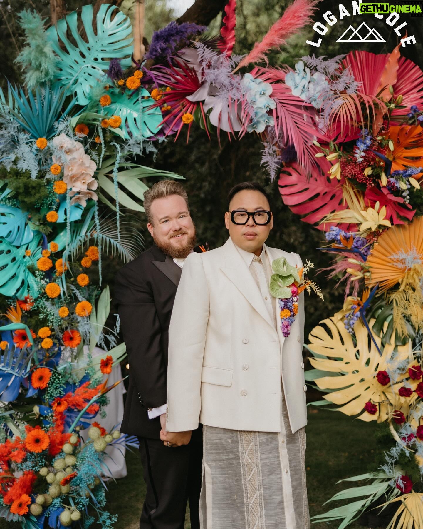 Nico Santos - 26.9K Likes - Ok reposting coz some pics weren’t showing up…Wanted to share some more images that our incredible photographer @logancolephoto captured on the big day...
My husband @zekerchief is the cutest 😍😍😍
A lot of y'all have been asking about my wedding look so here's the breakdown:
Boutonnière: @cobralily of course! I wanted a statement and I got it!
Frames: custom made by @romainkayo_eyewear! They have these lovely brass magnetic purple ombré sunglass lenses that I made good use of when the sun was blaring..
Jacket: @driesvannoten that I got online for like 80% off. I've had my eye on this jacket forever (she loves a good deal henny!) but chose it because the shoulders was giving slight Filipiniana Terno vibes.
Barong/Pants: custom made by the amazing @veejayfloresca! I knew I wanted an extra long barong because I wanted it to evoke bridal. And wide leg pants coz that's all I'm wearing nowadays lol
Shoes: @paulsmithdesign, the first pair of tux shoes I ever bought years ago!
But also LOOK AT THESE FIERCE QUEENS!!! @justjolopez @nebuyaystyles and @aianashaw gave us EVERYTHING and made the night even more memorable.
🩷❤️🧡💛💚🩵💙💜🤎🖤